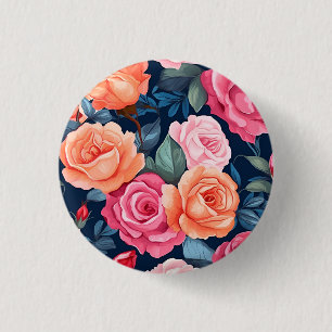 Roses Blooming Flowers Pattern-80037 3 Cm Round Badge
