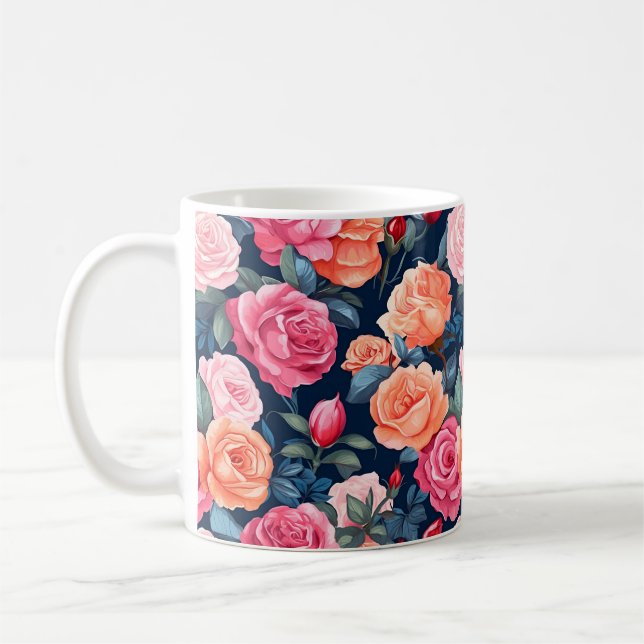 Roses Blooming Flowers Pattern-80037  Coffee Mug (Left)