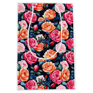 Roses Blooming Flowers Pattern-80037 Medium Gift Bag