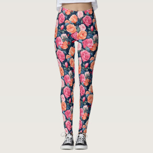 Roses Blooming Flowers Pattern Leggings
