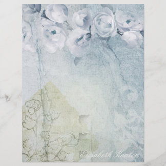 Roses Blue Grunge Custom Letterhead