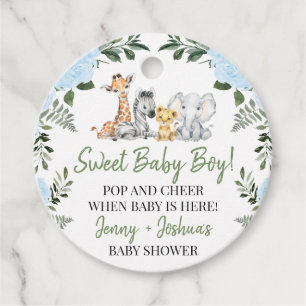 Roses Blue Safari Baby Shower Pop It Tag