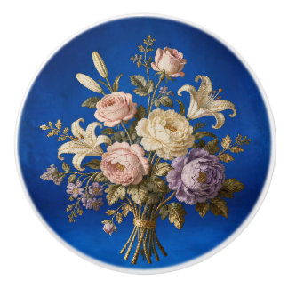 Roses Bouquet Antique Style Ceramic Knob