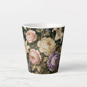 Roses Bouquet Antique Style Green Latte Mug