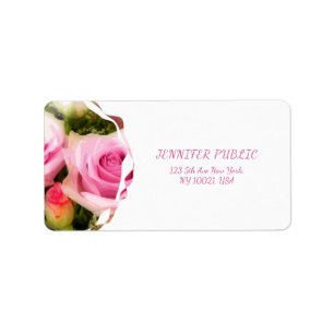 Roses Bouquet Floral Art Flowers Elegant Address Label