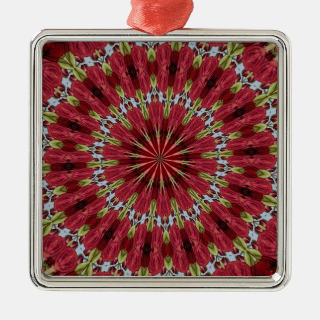 Roses Bouquet Kaleidoscope Under Glass 1 Metal Tree Decoration (Front)