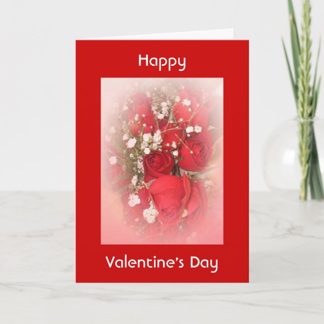 Roses Bouquet Valentine's Card (Front)