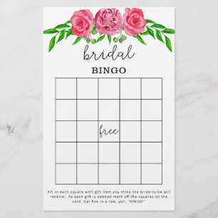 Roses bridal shower bingo game