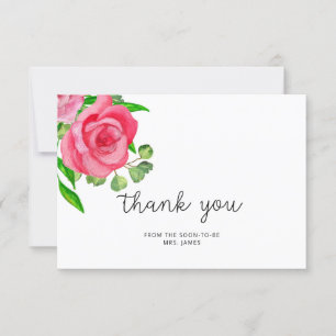 Roses bridal shower thank you card
