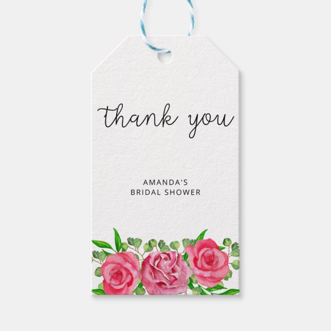 Roses bridal shower thank you tag (Front)