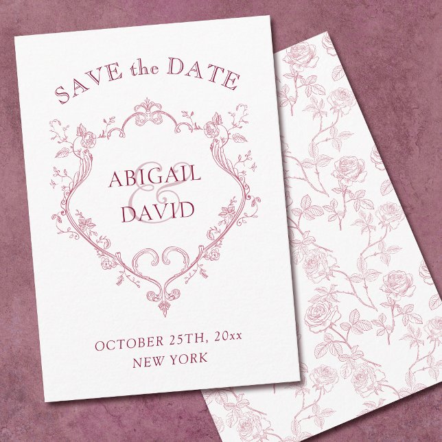 Roses Burgundy Crest Wedding Save The Date (Creator Uploaded)