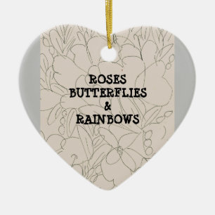 Roses Butterflies & Rainbows   Ceramic Tree Decoration