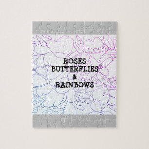 Roses Butterflies & Rainbows Vivid    Jigsaw Puzzle