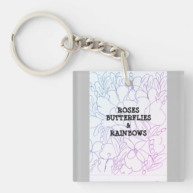 Roses Butterflies & Rainbows Vivid    Key Ring (Front)