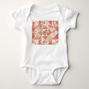 Roses Butterflies Seamless Patchwork Baby Bodysuit