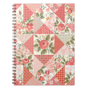 Roses Butterflies Seamless Patchwork Notebook
