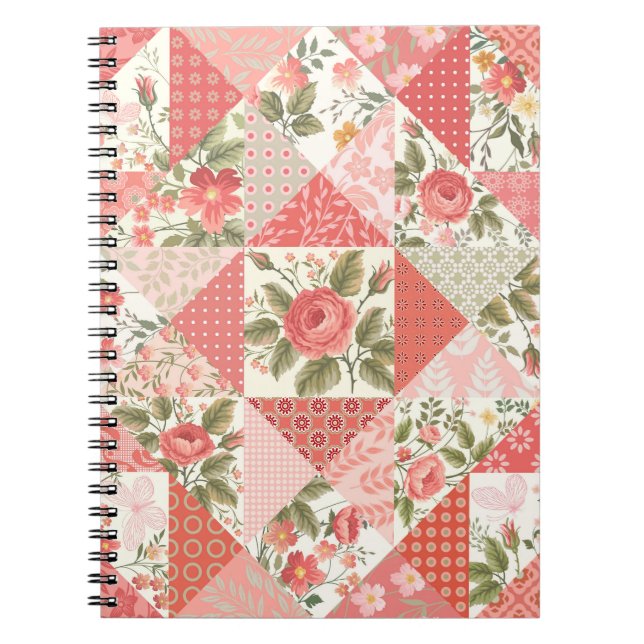 Roses Butterflies Seamless Patchwork Notebook (Front)