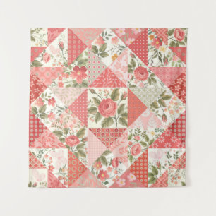 Roses Butterflies Seamless Patchwork Tapestry
