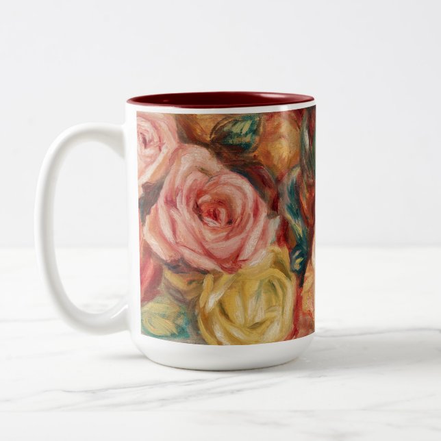 Roses by Renoir Impressionist Painting Two-Tone Coffee Mug (Left)