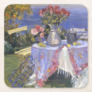 Roses by the Sea Square Paper Coaster