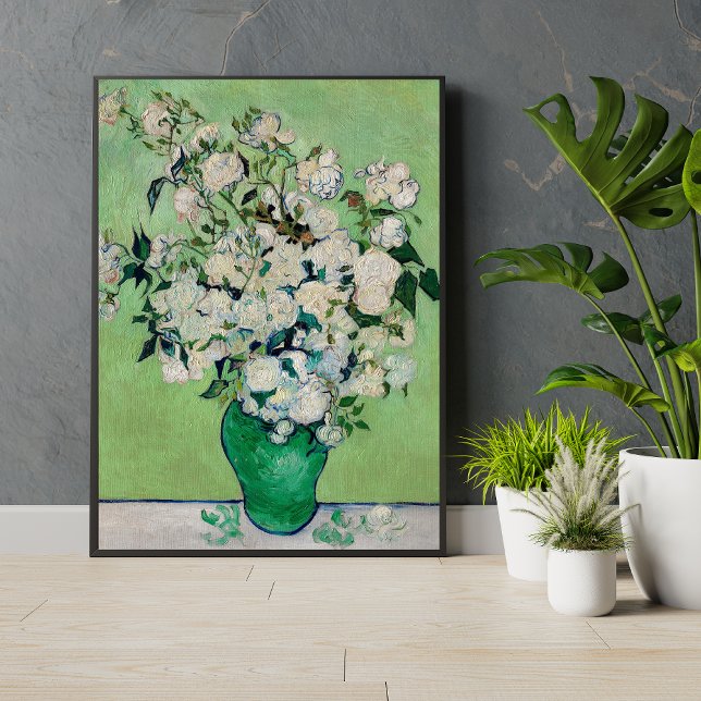 Roses by Vincent Van Gogh Green Fine Art Print (Creator Uploaded)