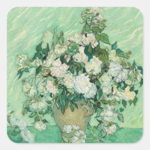 Roses by Vincent Van Gogh  Square Sticker