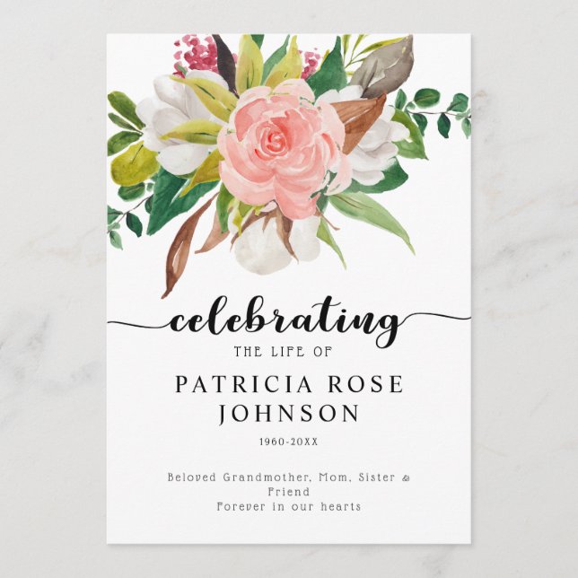 Roses Celebrating the Life of Funeral Program Programme (Front)