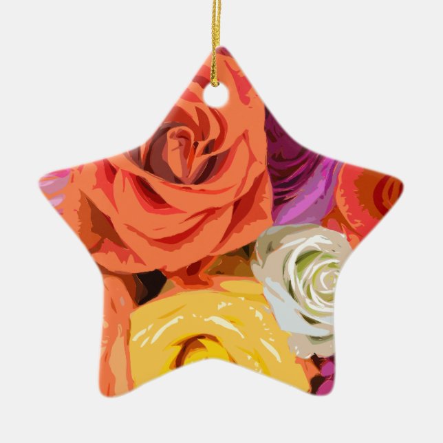 Roses Ceramic Tree Decoration (Front)