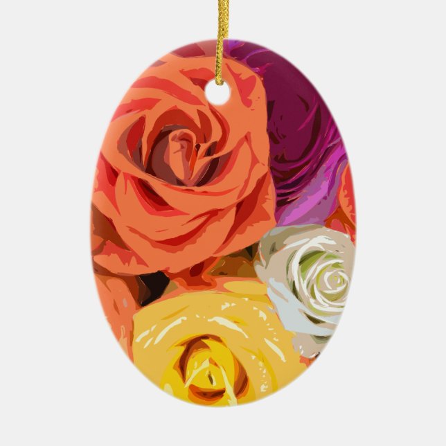 Roses Ceramic Tree Decoration (Front)