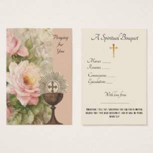 Roses Chalice Spiritual Bouquet Prayer Holy Card