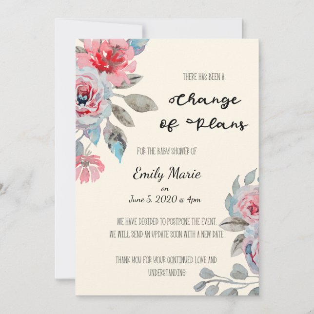 Roses Change of Plans Baby Shower Card (Front)