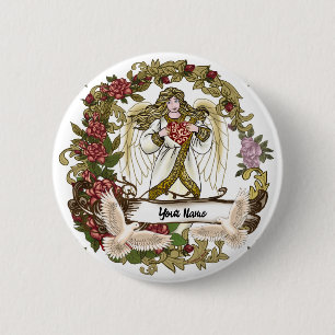 Roses Christian Angel 6 Cm Round Badge
