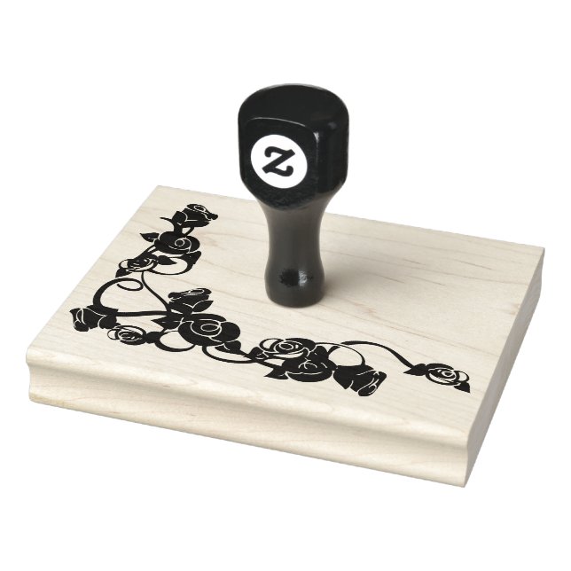 Roses Corner Border, 4" x 5" Rubber Stamp (Stamp)