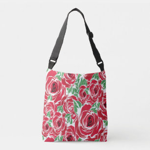 Roses Country red green vintage floral Crossbody Bag