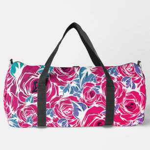 Roses Country red green vintage floral Duffle Bag