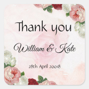 Roses custom Wedding thank you labels stickers