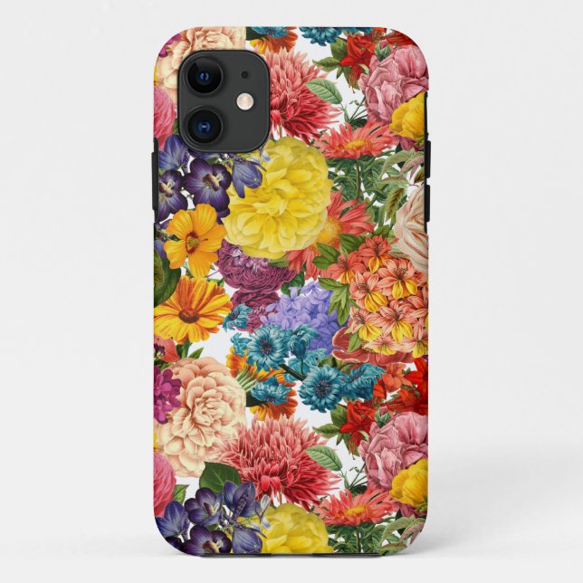 Roses, dahlia and marigold flower pattern  Case-Mate iPhone case (Back)