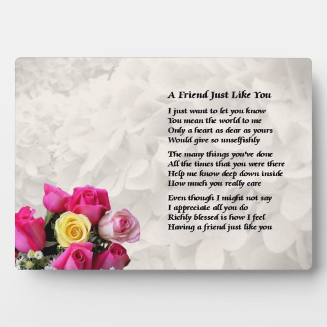Roses Design - Friend Poem - plaque (Front)