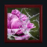 Rose's Dew Drop Butterfly Gift Box<br><div class="desc">Beautiful photo of a pink rose with a butterfly made of water is featured on this wooden gift box.Your choice of four colours, with tile inlaid into the lid and soft felt inside to protect jewellery and keepsakes. Making this a great gift for birthdays, anniversaries, Mother's Day, graduations and Christmas!...</div>