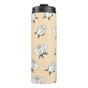 Roses Doodle: Simple Vintage Seamless. Thermal Tumbler