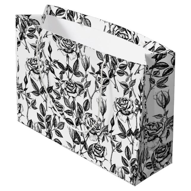 Roses drawing large gift bag (Back Angled)