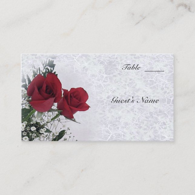 Roses Dream Wedding Table Seating Place Card (Front)