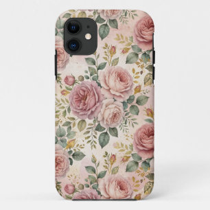 Roses Dusty Rose Elegant Charm Sage Green Gold Case-Mate iPhone Case