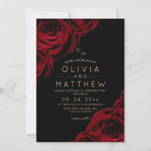 Roses Elegant Floral All in One Photo Wedding Invitation