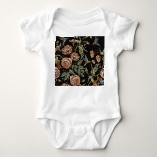 Roses Embroidery, Renaissance Style. Baby Bodysuit