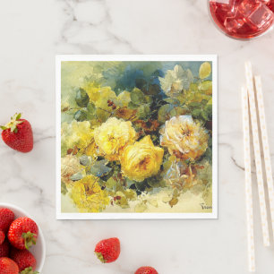 Roses, famous painting, Paper Napkin