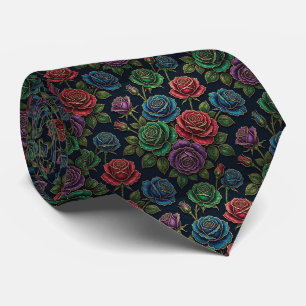 Roses Faux Silk Jewel Tone + Gold Gentleman's Tie