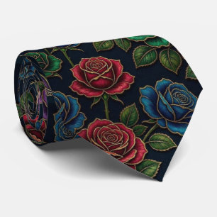 Roses Faux Silk Jewel Tone + Gold Gentleman's Tie