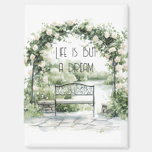 Roses Floral Arch Romantic Bench Garden Dream Magnet
