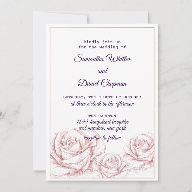 Roses Floral Beautiful Wedding Invitation Card (Front)